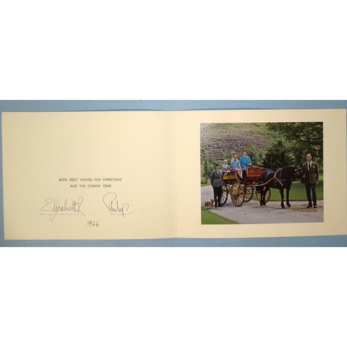 78 - An HM Queen Elizabeth II and HRH Prince Philip Christmas card for 1966, signed in black and dated 19... 