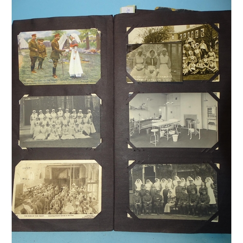 80 - A WWI nursing album of postcards (41) and photographs (31), mainly of WWI nurses, patients and hospi... 