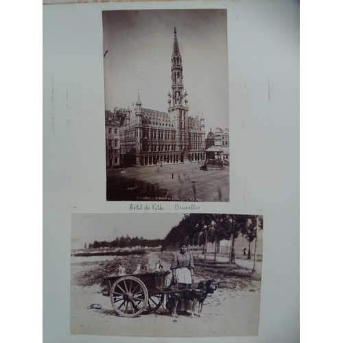 84 - A leather-bound album containing ninety-eight photographs, 21 x 27cm to 10 x 16cm, of England and Eu... 