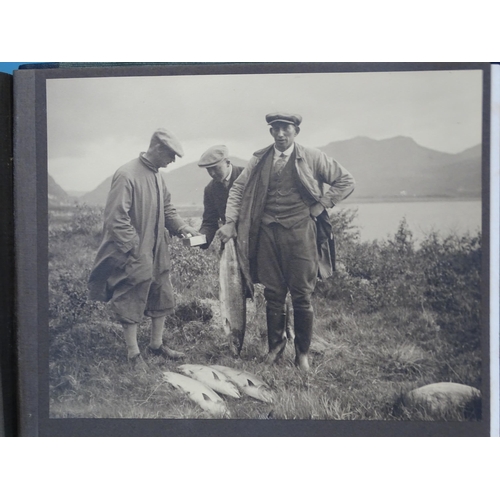 85 - Two albums of photographs, early-20th century, including 21.5 x 27cm prints of salmon fishing in Sco... 