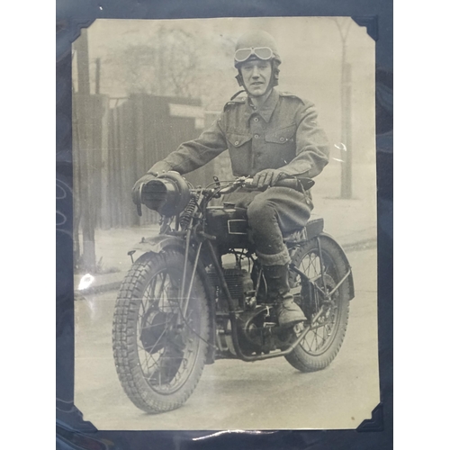 91 - Approximately 135 black and white photographs of motorcycles, in two albums, mainly small snaps but ... 