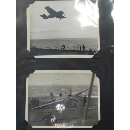 93 - An album of approximately 75 black and white photographs of aeroplanes, helicopters, reconnaissance ... 