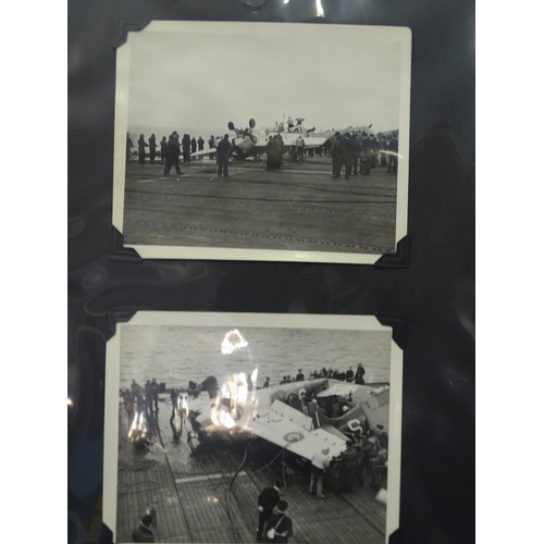 93 - An album of approximately 75 black and white photographs of aeroplanes, helicopters, reconnaissance ... 