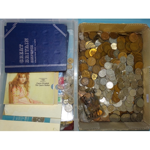 109 - A collection of various British coinage in two boxes.