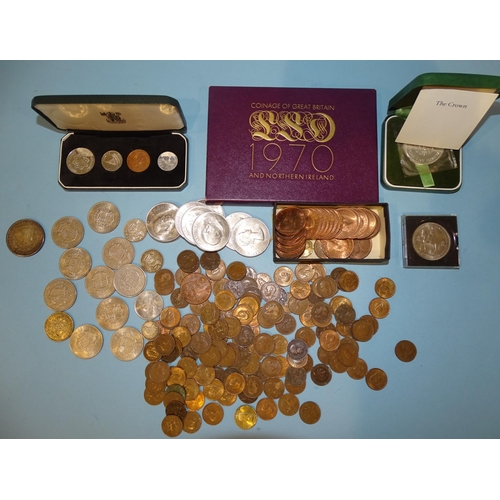 211 - A USA 1900 silver dollar, a Royal Mint silver 1947-1972 Elizabeth II Silver Wedding crown, a 1970 GB... 