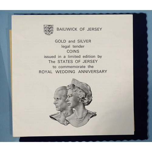 232 - Bailiwick of Jersey, a cased set of nine 1972 Royal Wedding Anniversary gold and silver coins: &poun... 