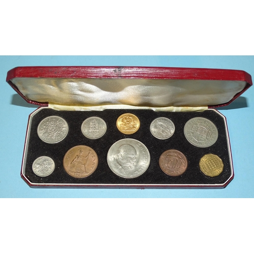 233 - An Elizabeth II 1965 ten-coin set, including gold sovereign.