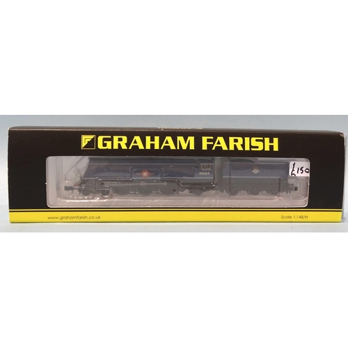 253 - Graham Farish, N gauge, 372-310 Merchant Navy Class 4-6-2 BR locomotive 