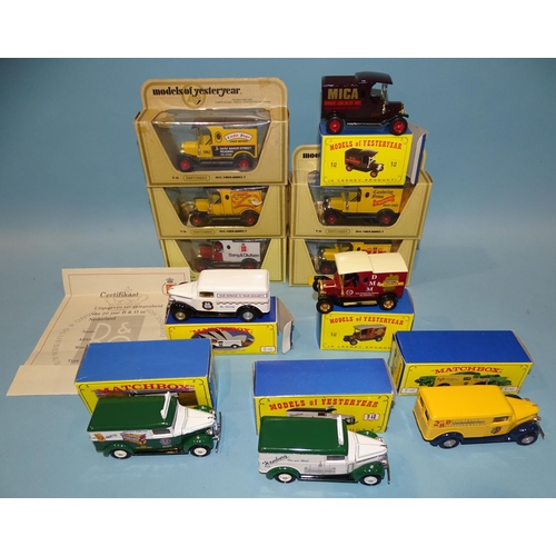 324 - Matchbox, Models of Yesteryear, eleven Code 2 Y-12-3 and Y-12-5 variants: 