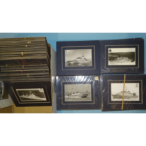 97 - A collection of 86 mounted photographs of Royal Navy ships.