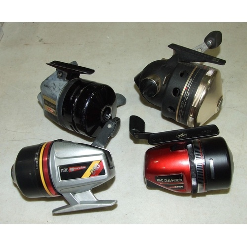 468 - Abu Garcia Abumatic reels: 375, 240, 340 and 460, (the 460 body is faded.