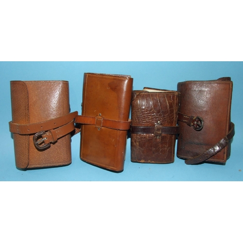 475 - Four leather fly wallets containing approximately twenty-four trout and salmon flies.... 