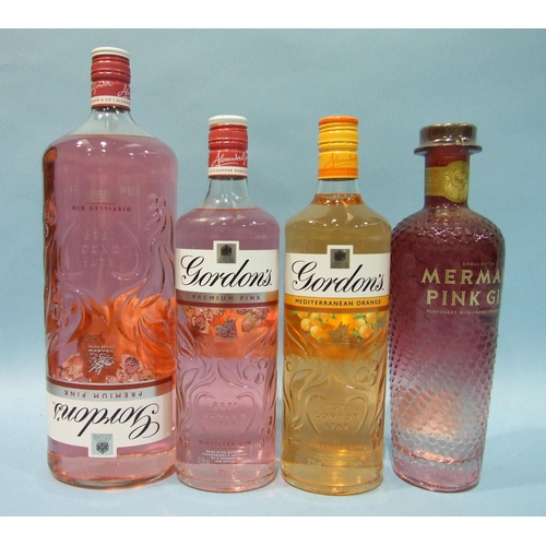 598 - Gin, Gordons Premium Pink, 37.5%, 1.5L, one bottle and 70cl, one bottle, Mediterranean Orange, 70cl,... 