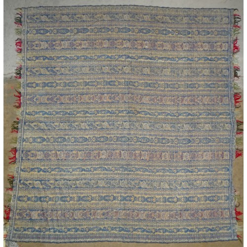 515 - A woven wool paisley shawl of striped design, 160cm square approximately, another woven shawl in ver... 