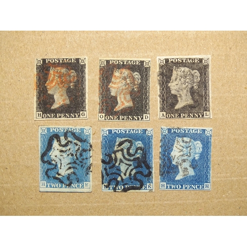 54 - An unusual selection of stamps on stock cards, leaves and loose, including GB 1840 1d black used wit... 