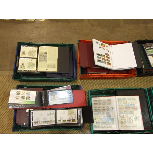 59 - A large accumulation of stamps in albums and stock books, contained in six crates, with various them... 