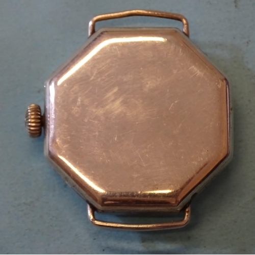 690 - An early-20th century unsigned Swiss-made silver-cased trench wrist watch, with octagonal case, whit... 