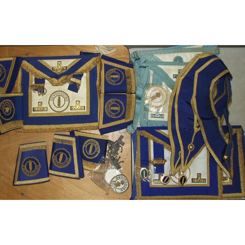 114 - Masonic, a craft provincial junior warden's dress apron and two collars in serviceable condition and... 