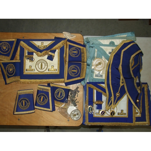 114 - Masonic, a craft provincial junior warden's dress apron and two collars in serviceable condition and... 