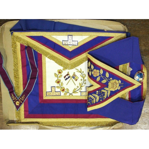 115 - Masonic, a Mark Master Mason's Grand Rank Standards Bearer apron and collar, in good order, other Gr... 