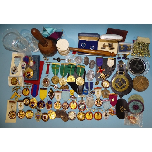 116 - Masonic, a large collection of various base metal Masonic charity jewels, mainly craft and Mark and ... 