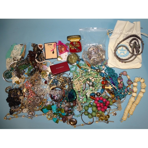 126 - A quantity of costume jewellery and a diamanté-set rodeo belt.