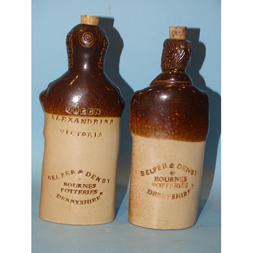 161 - Two Denby stoneware character bottles modelled as Lord John Russell and Queen Alexandrina Victoria, ... 