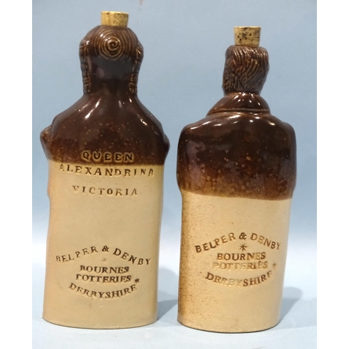 161 - Two Denby stoneware character bottles modelled as Lord John Russell and Queen Alexandrina Victoria, ... 