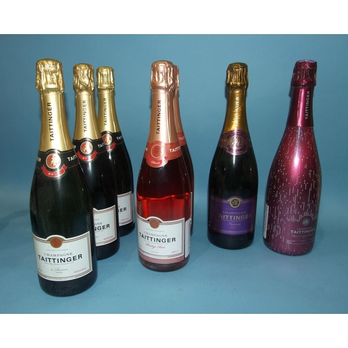 171 - Champagne, Taittinger Brut Reservé, 12.5%, 750ml, three bottles, Prestige Rosé, two bo... 