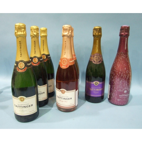 171 - Champagne, Taittinger Brut Reservé, 12.5%, 750ml, three bottles, Prestige Rosé, two bo... 