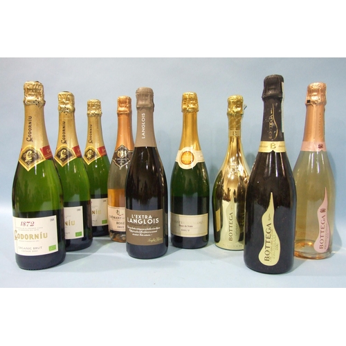 173 - Codorniu 2021 Organic Brut, 11.5%, 75cl, three bottles and six other bottles of sparkling wine and p... 