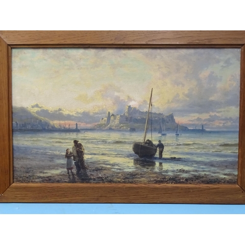 54 - Thomas Rose Miles (1844-1916) PEEL CASTLE, ISLE OF MAN Signed oil on canvas, inscribed verso Sunset,... 