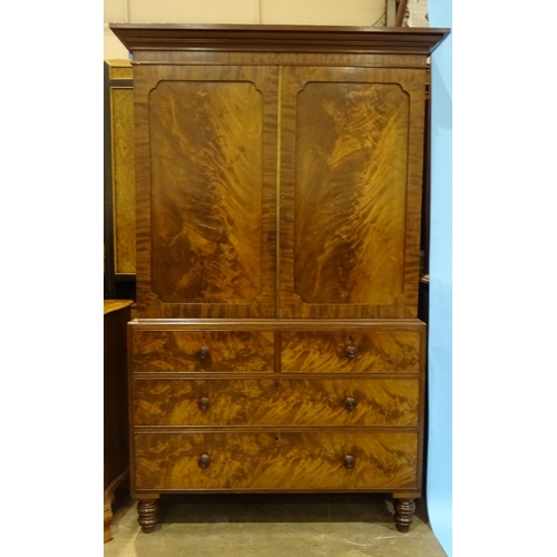 17 - *Please note, all starred lots are sold at no reserve.*A Victorian mahogany linen press, the moulded... 