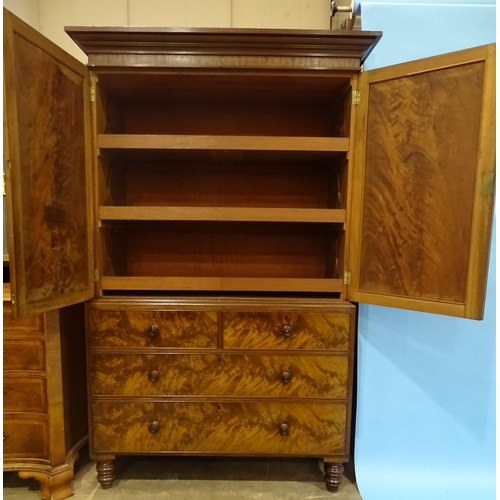 17 - *Please note, all starred lots are sold at no reserve.*A Victorian mahogany linen press, the moulded... 