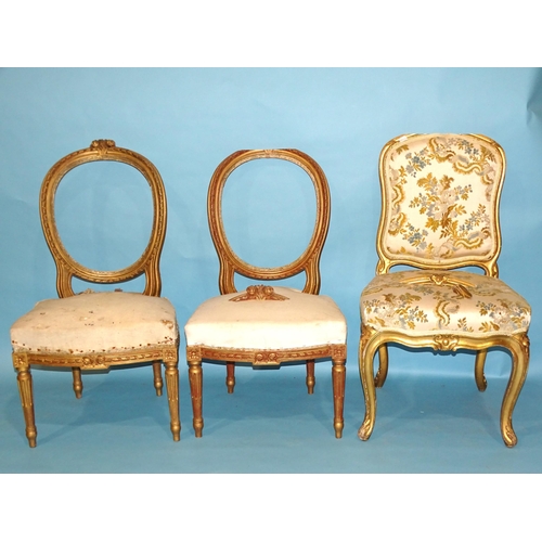 21 - *A collection of six gilt and painted French dining chairs, (all in need of restoration), (6).... 