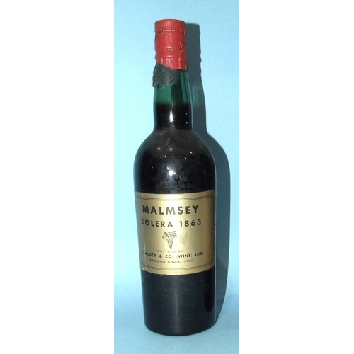 216 - Madeira, Malmsey Solera 1863, bottled by Leacock & Co. (wine) LDA, red foil capsule intact, with... 