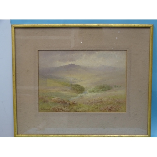 37 - J Barrett GREAT MIS TOR FROM PEW TOR ROAD, WITH SHEEP IN THE FOREGROPUND Signed watercolour, inscrib... 