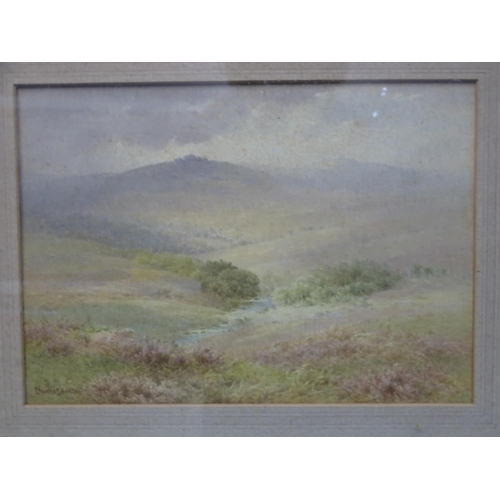 37 - J Barrett GREAT MIS TOR FROM PEW TOR ROAD, WITH SHEEP IN THE FOREGROPUND Signed watercolour, inscrib... 