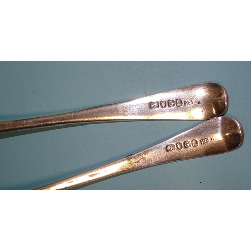 514 - A pair of Georgian silver tablespoons, London 1802, maker RG, ___4oz, 125g.