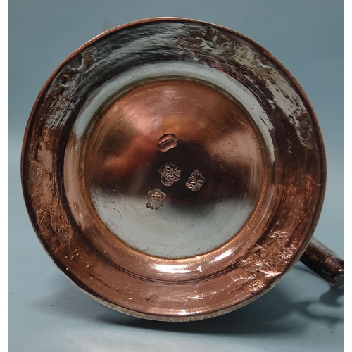 564 - A George II silver half-pint tankard of baluster form, with leaf-capped scroll handle, inscribed mak... 