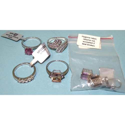 925 - Three Gemporia gem-set silver rings with original tags, certificates, boxes and sleeves and another ... 