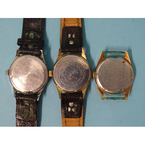 681 - A Roamer Sport vintage wrist watch with gold-plated case, numbered 57677 and two other gent's wrist ... 