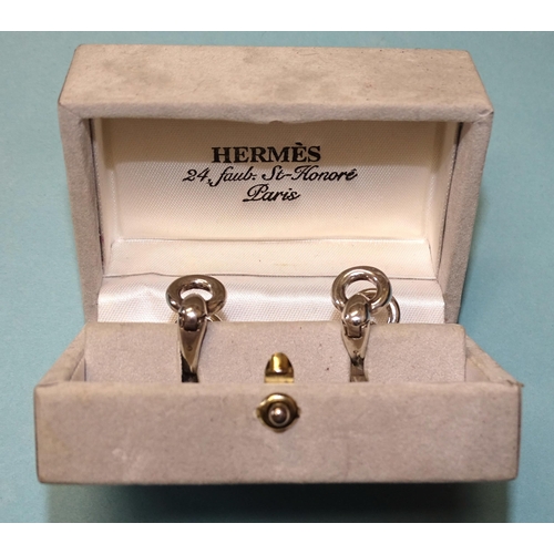 848 - Hermes, a pair of snaffle-bit cufflinks marked Hermes 925 HGB, (boxed).