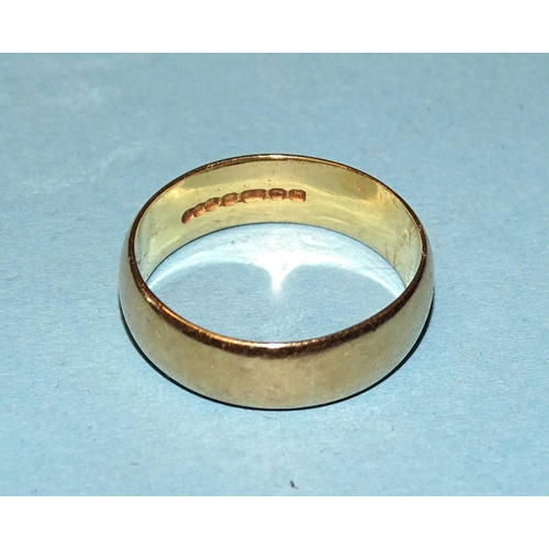 866 - A 22ct gold wedding ring, 6mm wide, size P½, 6.8g.