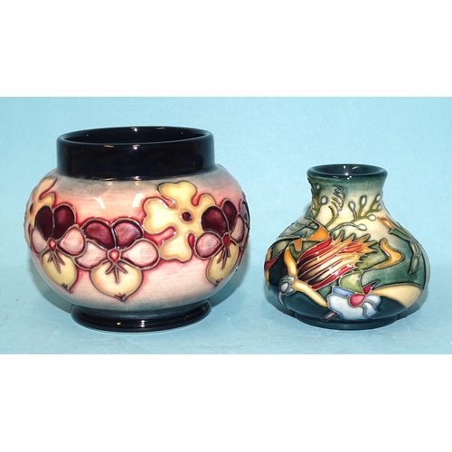 125 - A Moorcroft 'Oberon' tubeline decorated small squat vase, factory marks to base, blue WM initials, ©... 