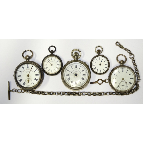 93 - A silver-cased 'Express English Lever' open-face pocket watch, (movement a/f), an Amida nickel-cased... 