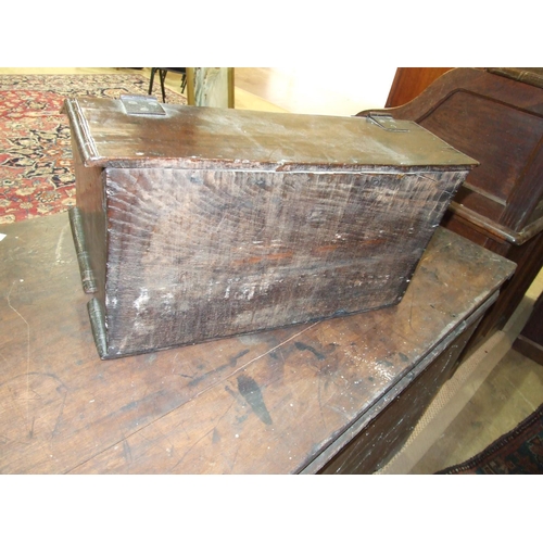 16 - An antique oak bible box, the front carved with stylised flowers and initials MB, 55cm wide, 29cm hi... 