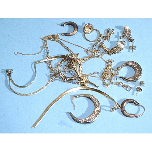 86 - A quantity of 9ct gold items, (all a/f), approximately 9g.