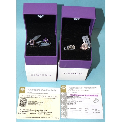 100 - Four Gemporia silver gem-set rings, unworn, with original tags and certificates, in two boxes.... 