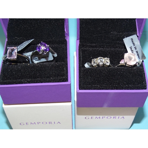 100 - Four Gemporia silver gem-set rings, unworn, with original tags and certificates, in two boxes.... 